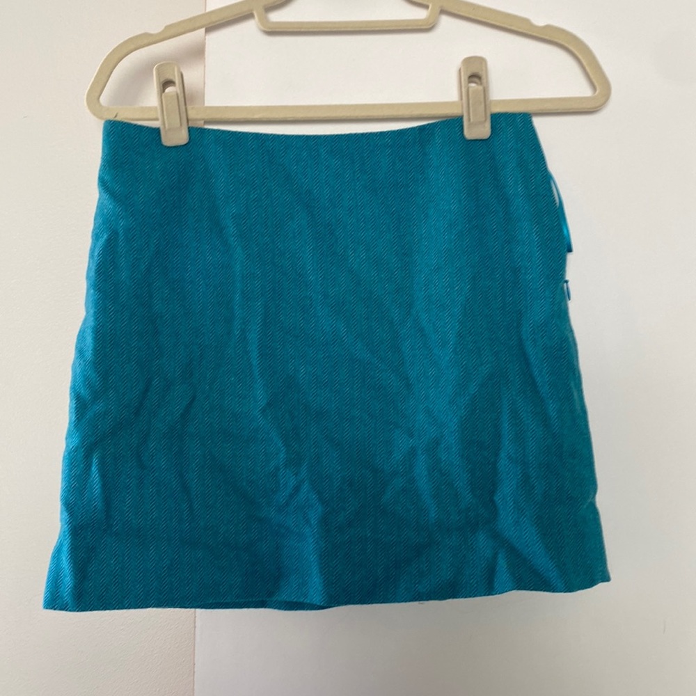 J. Crew teal herringbone wool mini skirt